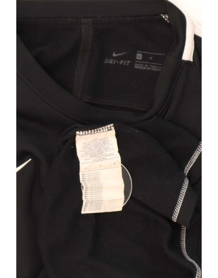 Nike Mens Dri Fit Top Long Sleeve Large Black Colourblock Polyester