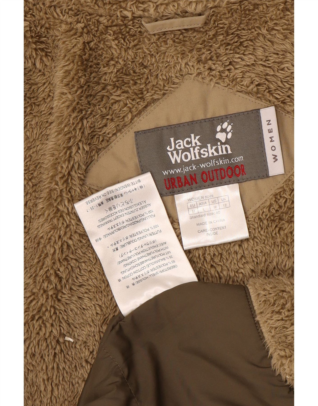 Jack Wolfskin Womens Hooded Windbreaker Jacket UK 12 Medium Beige