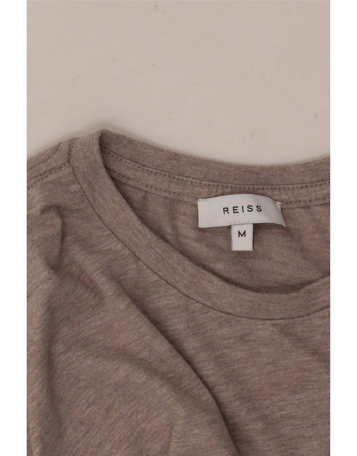 Reiss Mens T-Shirt Top Medium Brown Flecked