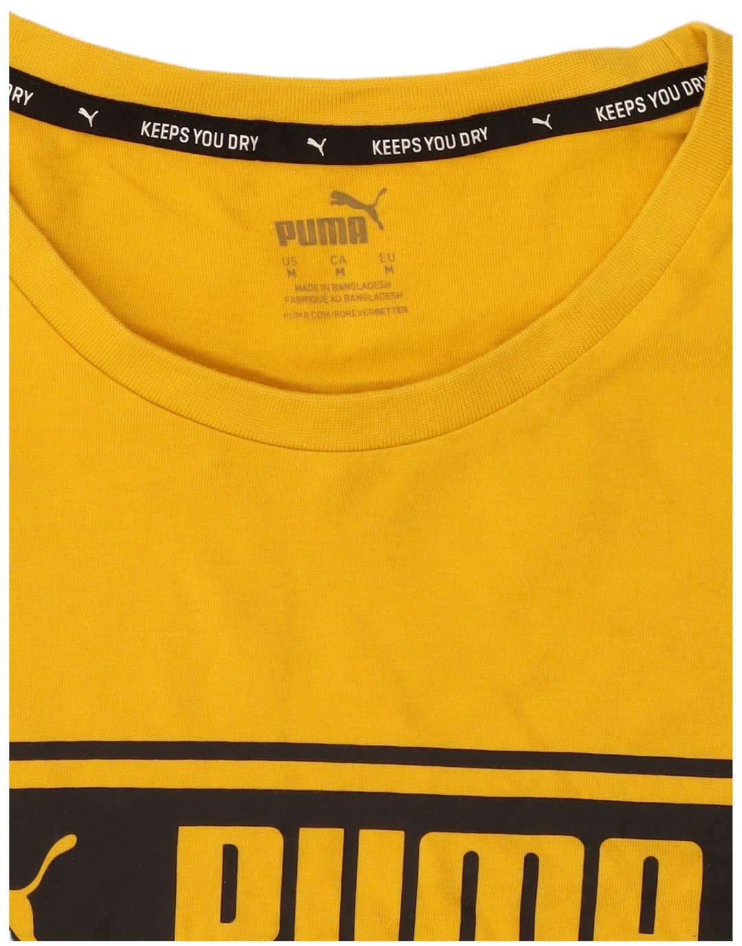 Puma Mens Graphic T-Shirt Top Medium Yellow Cotton