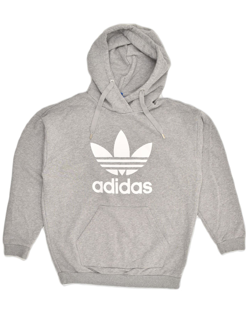 ADIDAS Womens Graphic Hoodie Jumper UK 14 Large  Grey Cotton | Vintage Adidas | Thrift | Second-Hand Adidas | Used Clothing | Messina Hembry 