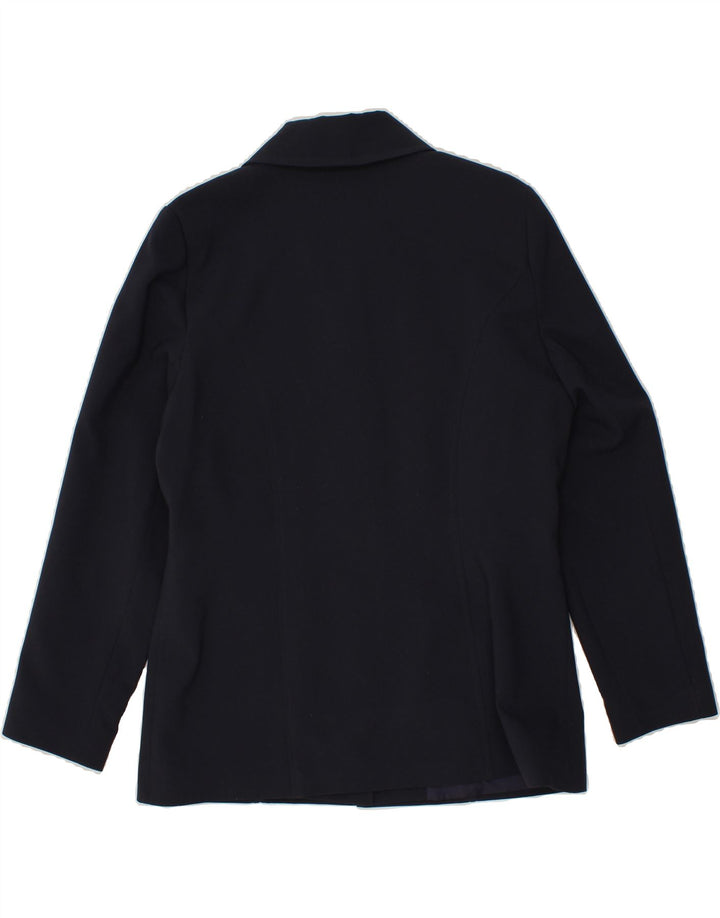 VINTAGE Womens 4 Button Blazer Jacket UK 16 Large Navy Blue Polyester Vintage Vintage and Second-Hand Vintage from Messina Hembry 