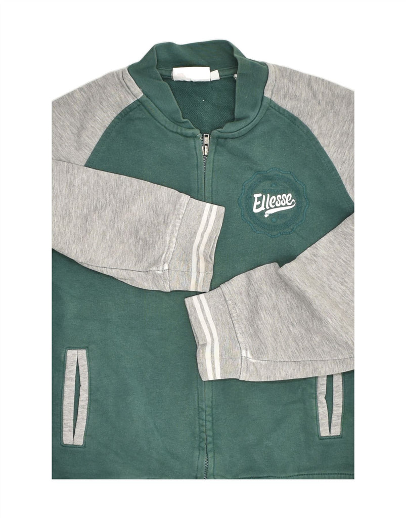 ELLESSE Boys Tracksuit Top Jacket 7-8 Years Green Colourblock Cotton | Vintage Ellesse | Thrift | Second-Hand Ellesse | Used Clothing | Messina Hembry 