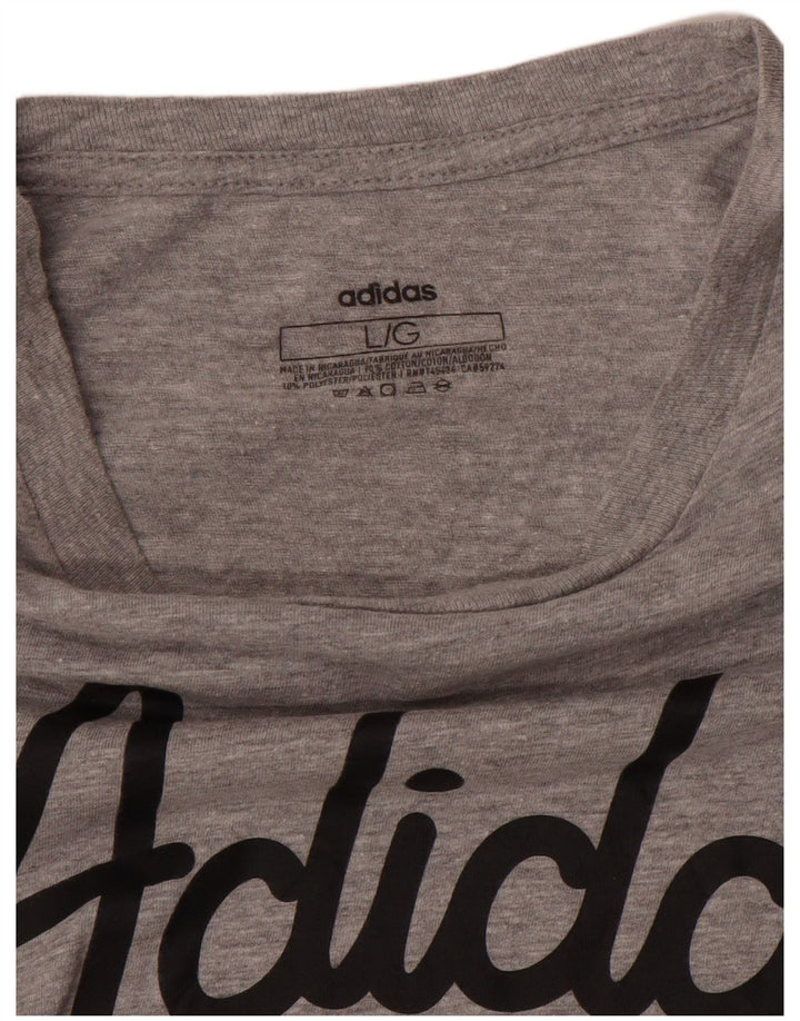 ADIDAS Womens Graphic T-Shirt Top UK 16 Large Grey Flecked