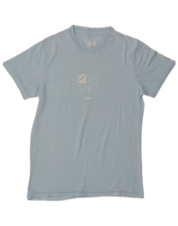 SLAM Mens Graphic T-Shirt Top Medium Blue Cotton