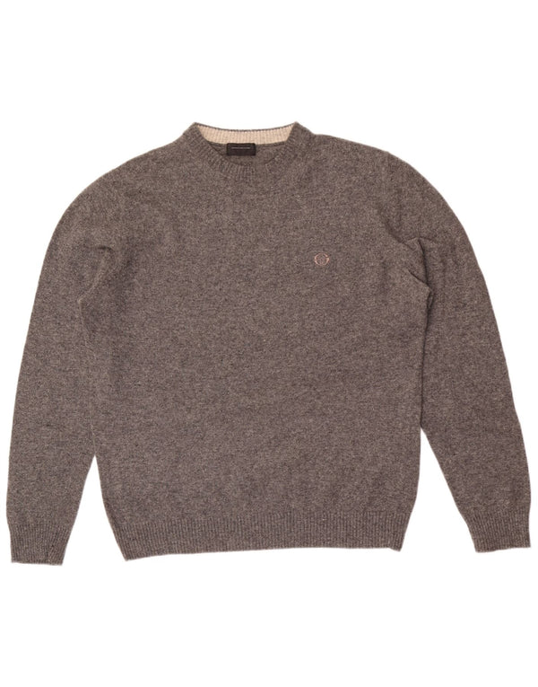 Sergio Tacchini Mens Crew Neck Jumper Sweater Large Grey Flecked Wool