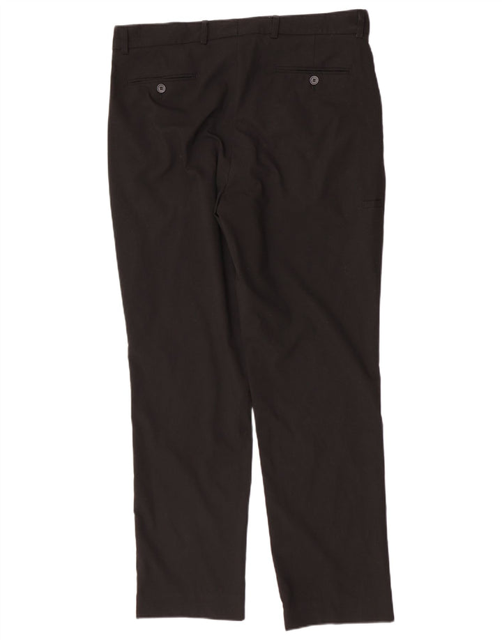 Marks & Spencer Mens Straight Chino Trousers W36 L30 Black Polyester
