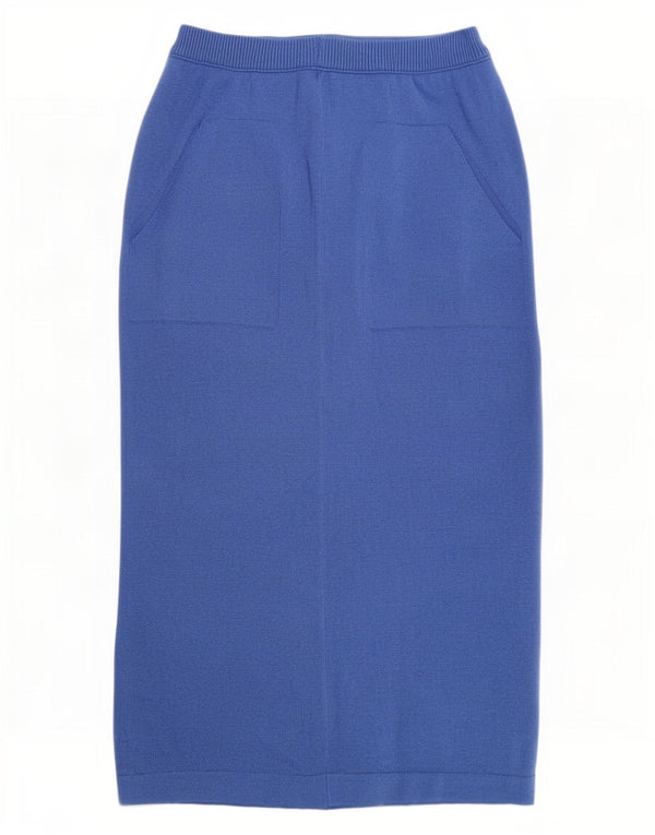 Chiara Bertani Womens High Waist Knit Midi Skirt W26 Small Blue Wool