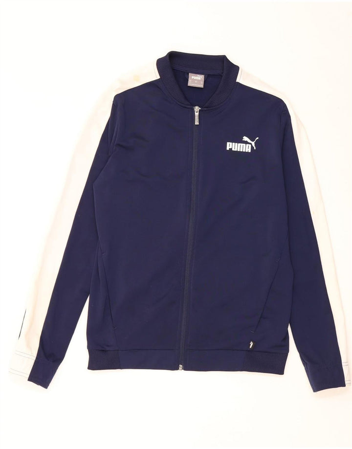 Puma Mens Tracksuit Top Jacket Small Navy Blue Colourblock Polyester
