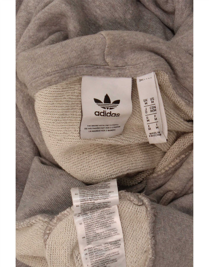 Adidas Mens Hoodie Jumper Medium Grey Flecked Cotton