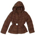 BENETTON Womens Hooded Padded Jacket IT 44 Medium Brown Polyamide
