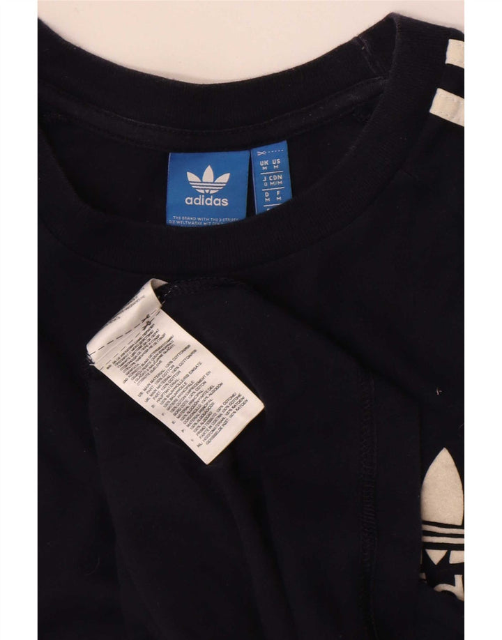 Adidas Mens Short Sleeve Regular T-Shirt Top Medium Navy Blue Cotton