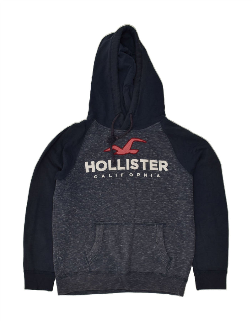 HOLLISTER Mens Graphic Hoodie Jumper Small Navy Blue Cotton | Vintage Hollister | Thrift | Second-Hand Hollister | Used Clothing | Messina Hembry 