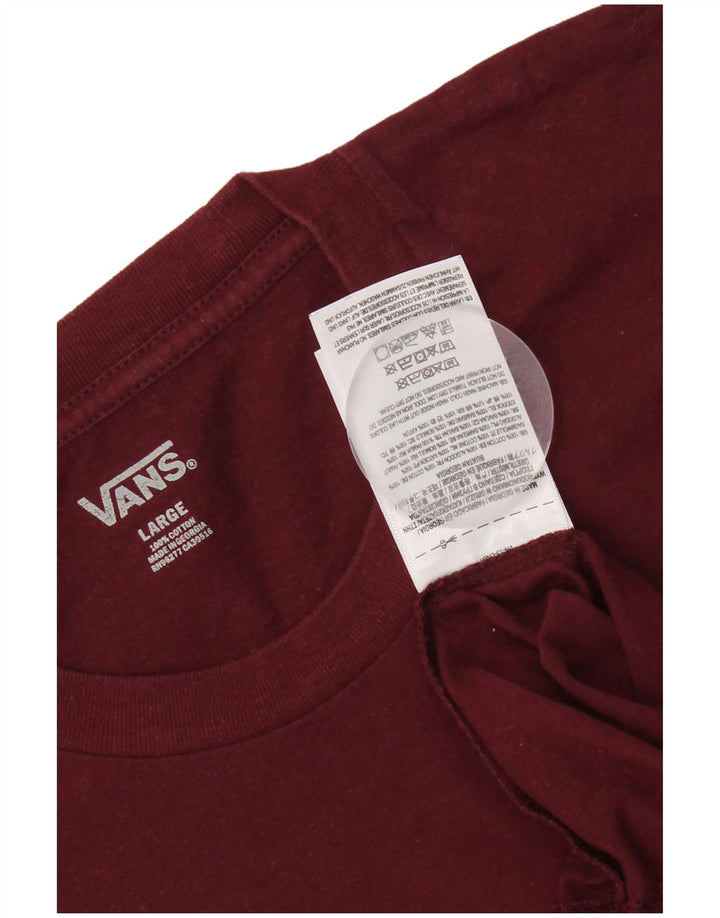 Vans Mens T-Shirt Top Large Burgundy Cotton