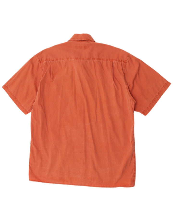Wrangler Mens Short Sleeve Shirt Medium Orange Cotton