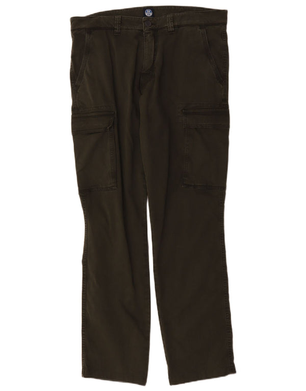 North Sails Mens Straight Cargo Trousers W34 L31 Green Cotton