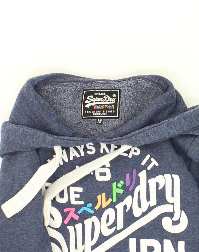 SUPERDRY Womens Graphic Hoodie Jumper UK14  Medium Blue Cotton | Vintage Superdry | Thrift | Second-Hand Superdry | Used Clothing | Messina Hembry 