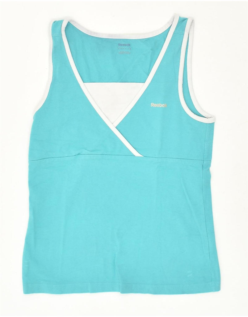 REEBOK Womens Vest Top UK 12 Medium Blue Cotton | Vintage Reebok | Thrift | Second-Hand Reebok | Used Clothing | Messina Hembry 