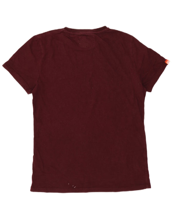 SUPERDRY Mens T-Shirt Top Large Maroon Cotton