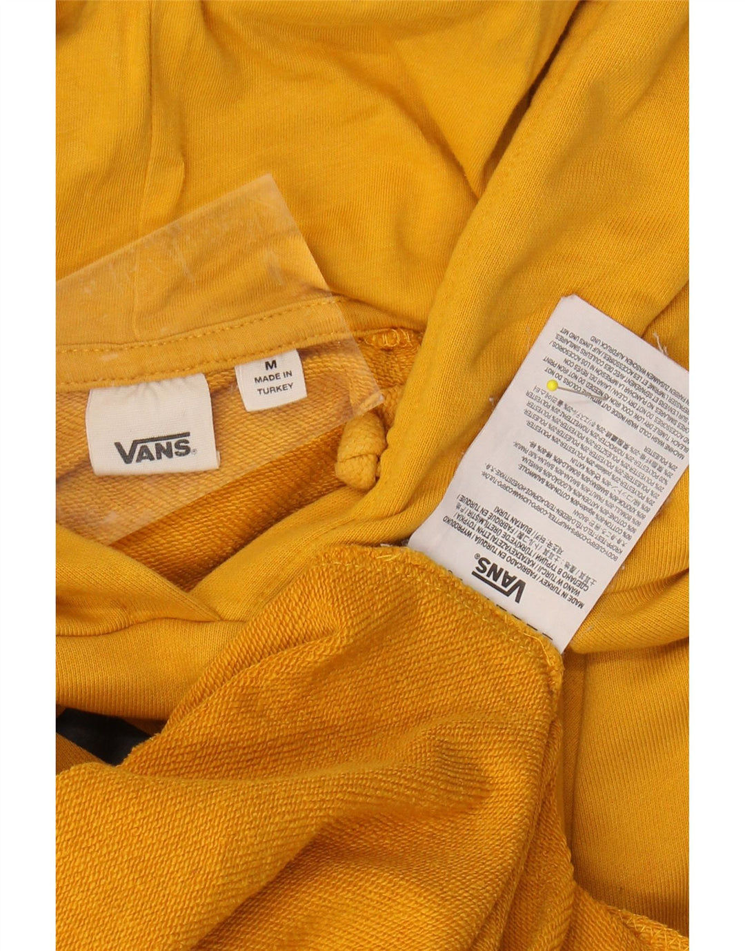VANS Womens Loose Fit Graphic Hoodie Jumper UK 14 Medium Yellow Cotton