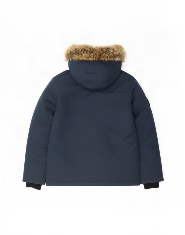 Diesel Boys Hooded Padded Jacket 13-14 Years Navy Blue Polyester