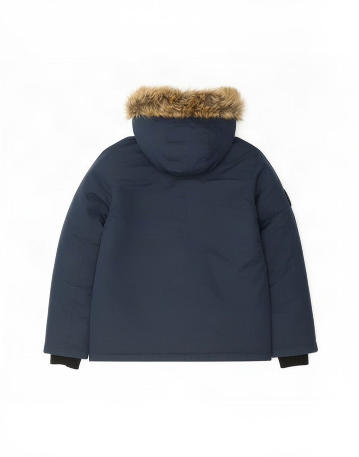 Diesel Boys Hooded Padded Jacket 13-14 Years Navy Blue Polyester