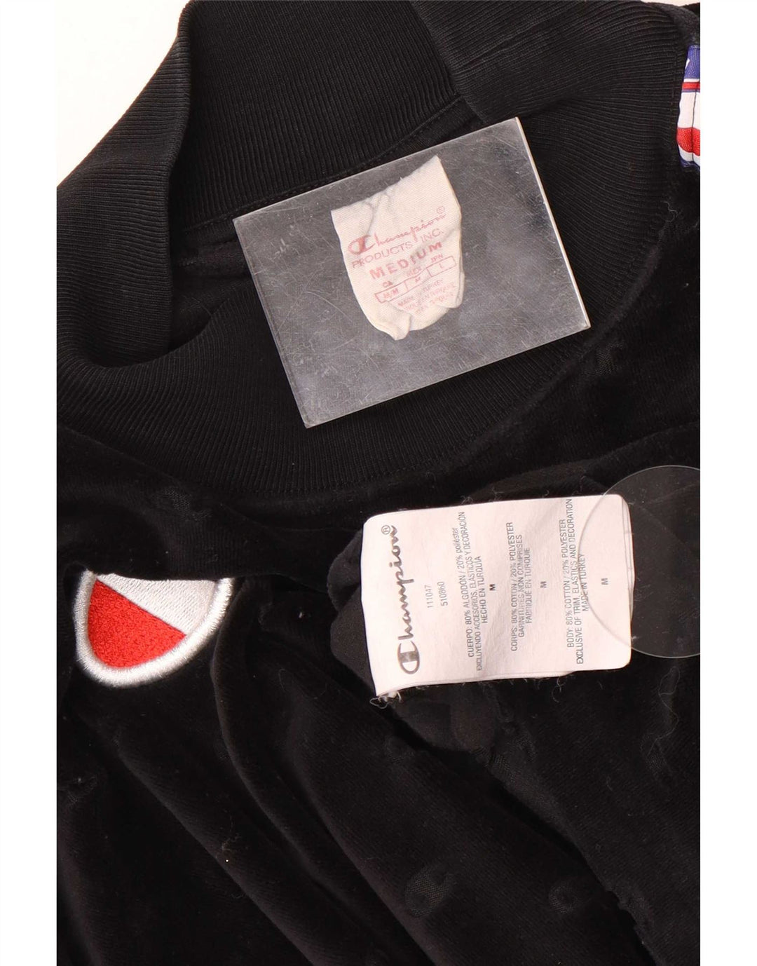 Champion Womens Graphic Sweatshirt Jumper UK 14 Medium Black Colourblock