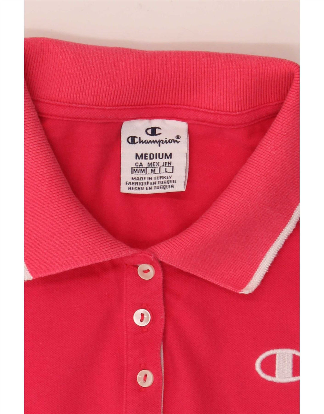 Champion Womens Polo Shirt UK 12 Medium Pink