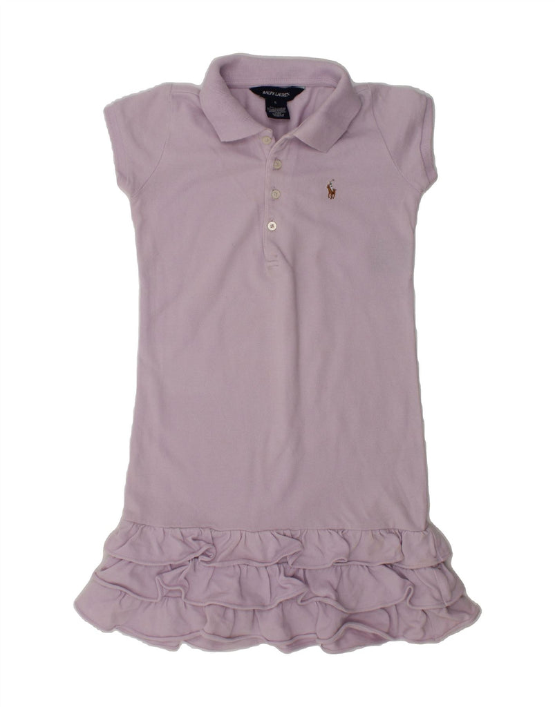 RALPH LAUREN Girls Ruffle Polo Dress 5-6 Years Purple Cotton | Vintage Ralph Lauren | Thrift | Second-Hand Ralph Lauren | Used Clothing | Messina Hembry 