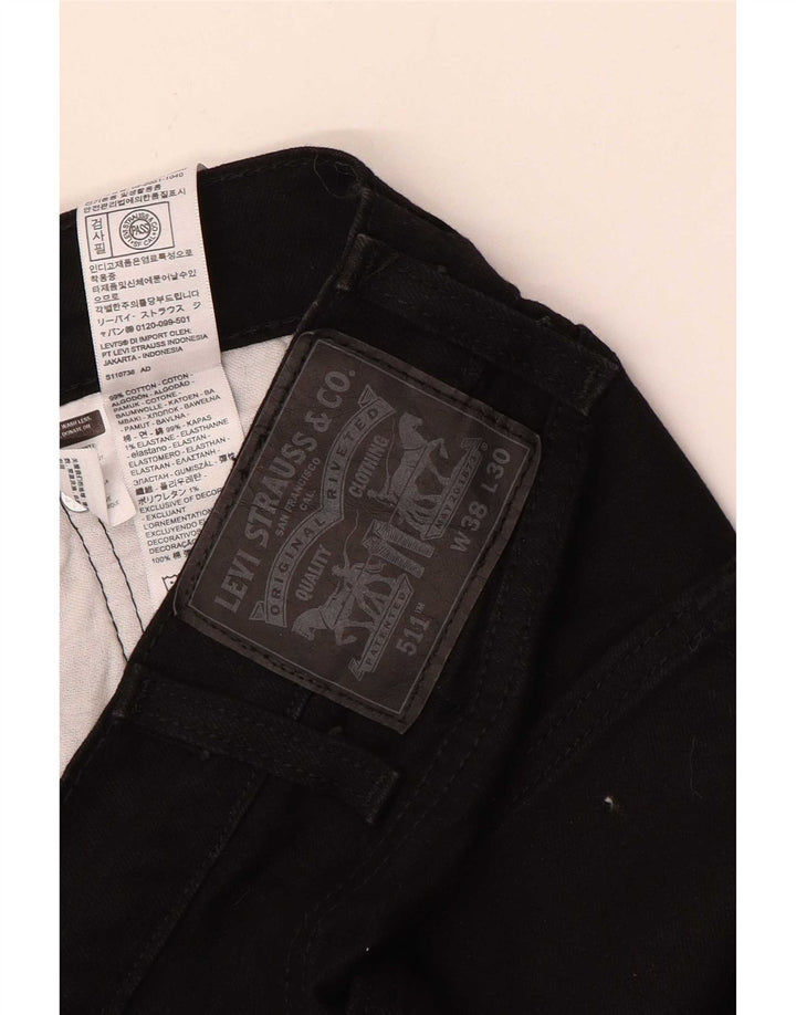 Levi's Mens 511 Slim Jeans W38 L30 Black Cotton