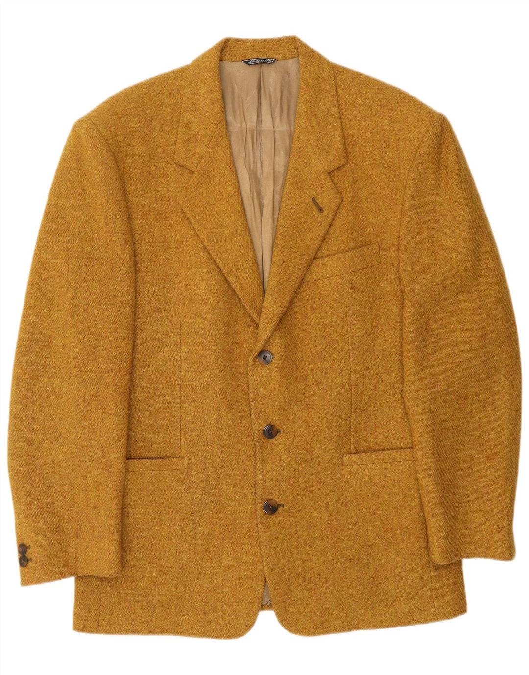 VINTAGE Mens 3 Button Blazer Jacket UK 40 Large Brown Virgin Wool