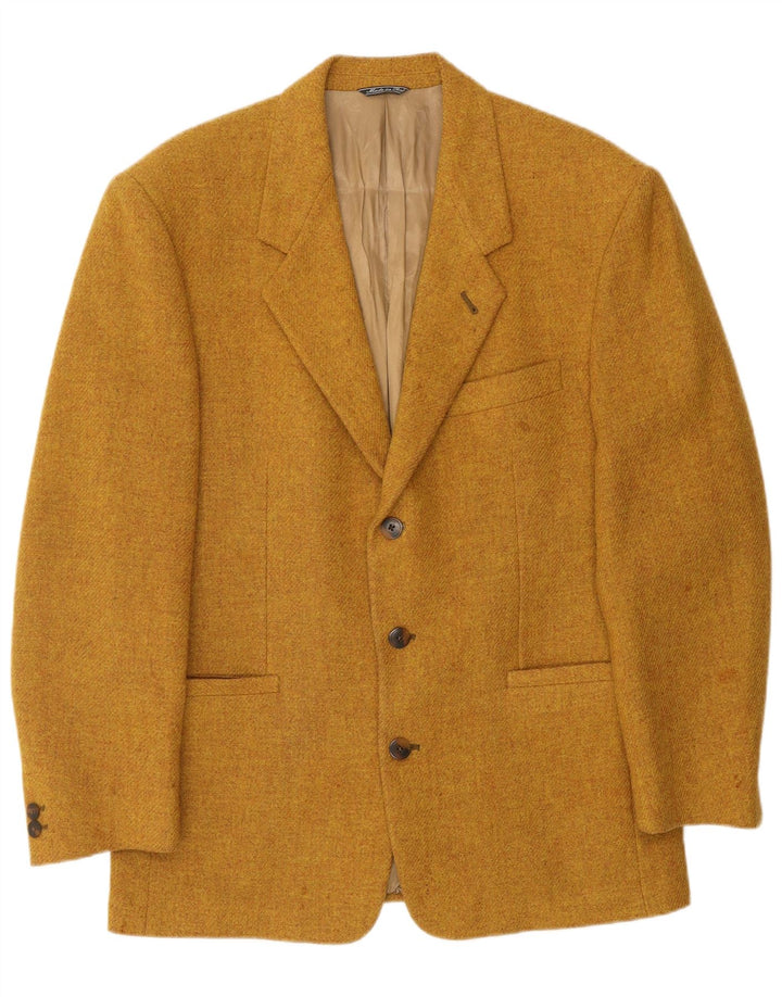VINTAGE Mens 3 Button Blazer Jacket UK 40 Large Brown Virgin Wool