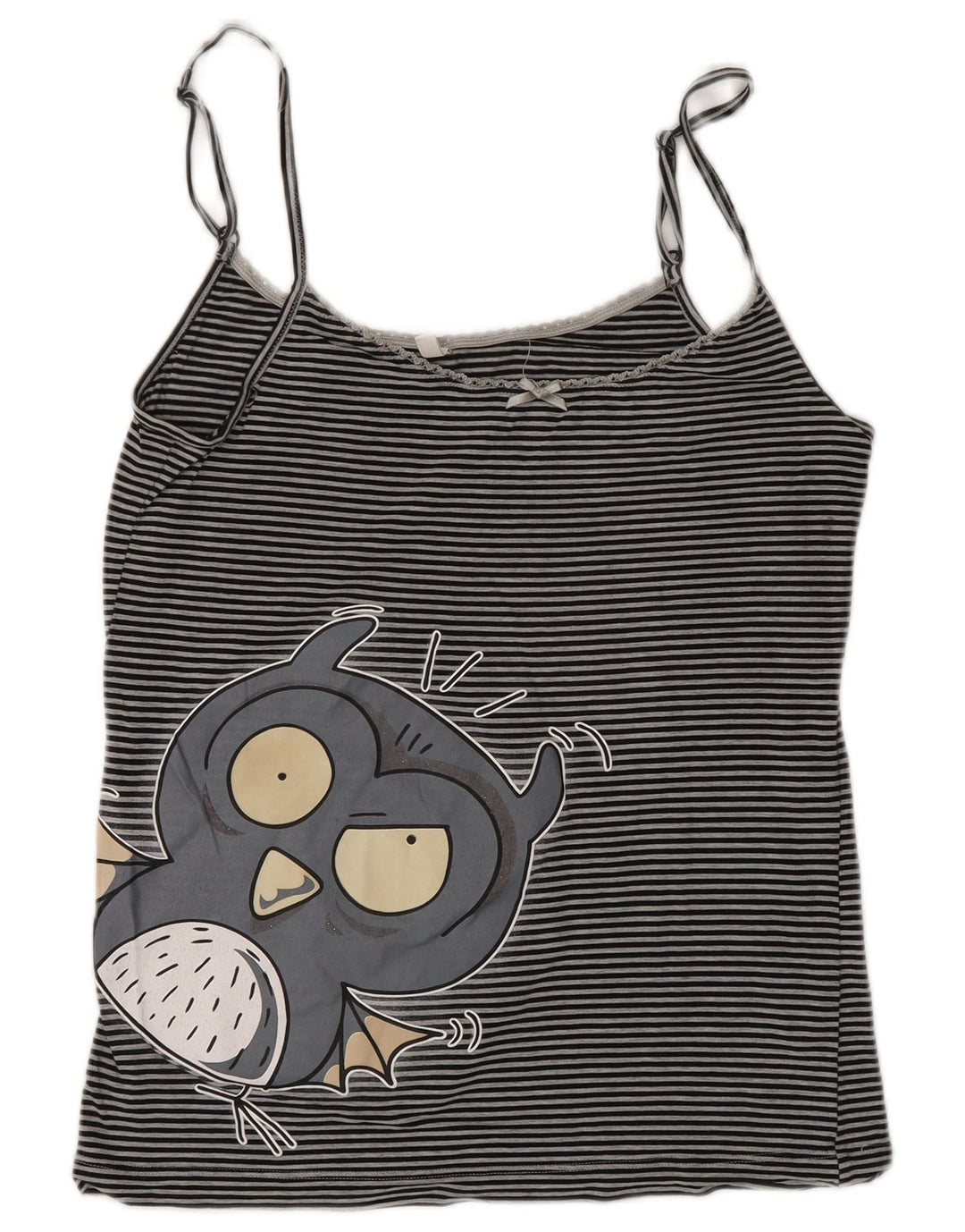 Benetton Womens Graphic Crop Cami Top UK 10 Small Grey Striped