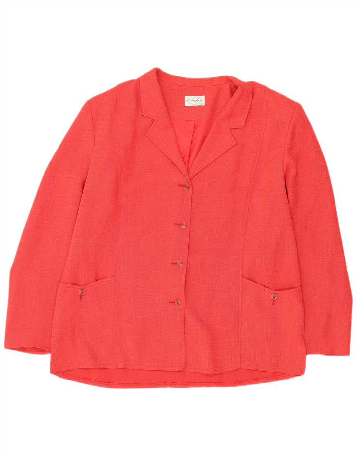 Avalon Womens 4 Button Blazer Jacket UK 20 2XL Pink Polyester