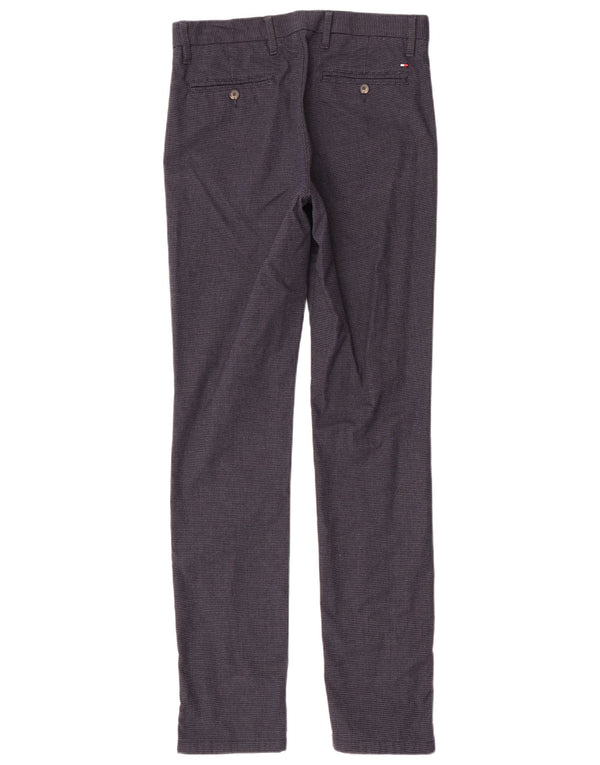 Tommy Hilfiger Mens Slim Chino Trousers W30 L34 Grey Houndstooth Cotton