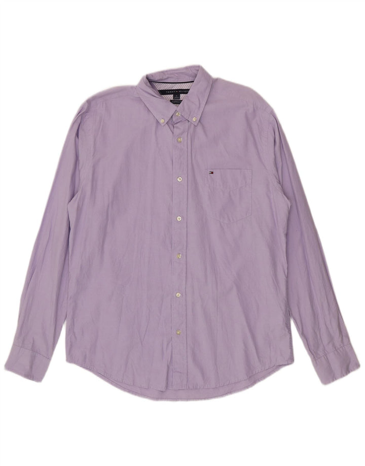 Tommy Hilfiger Mens Classic Fit Shirt Medium Purple Cotton