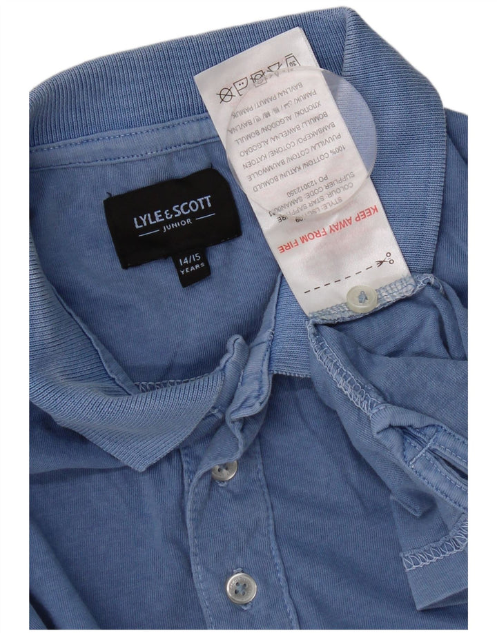 LYLE & SCOTT Boys Polo Shirt 14-15 Years Blue Cotton