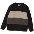 Levi's Mens V-Neck Jumper Sweater Large Grey Colourblock Virgin Wool
