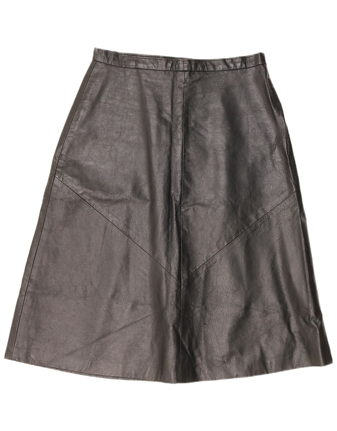 Vintage Womens Leather Skirt IT 52 2XL W32  Black