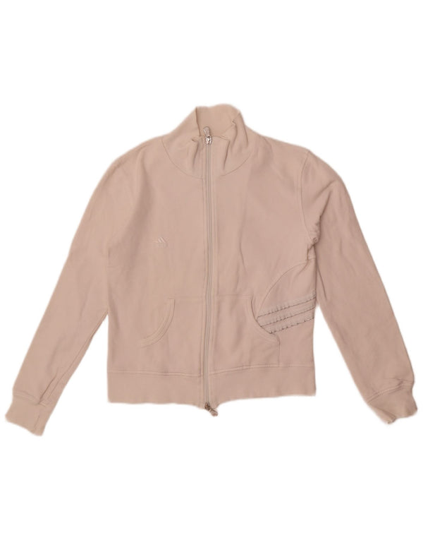 Adidas Womens Crop Tracksuit Top Jacket UK 10 Small White Cotton