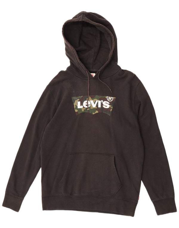 Levi's Mens Graphic Hoodie Jumper Medium Black Cotton