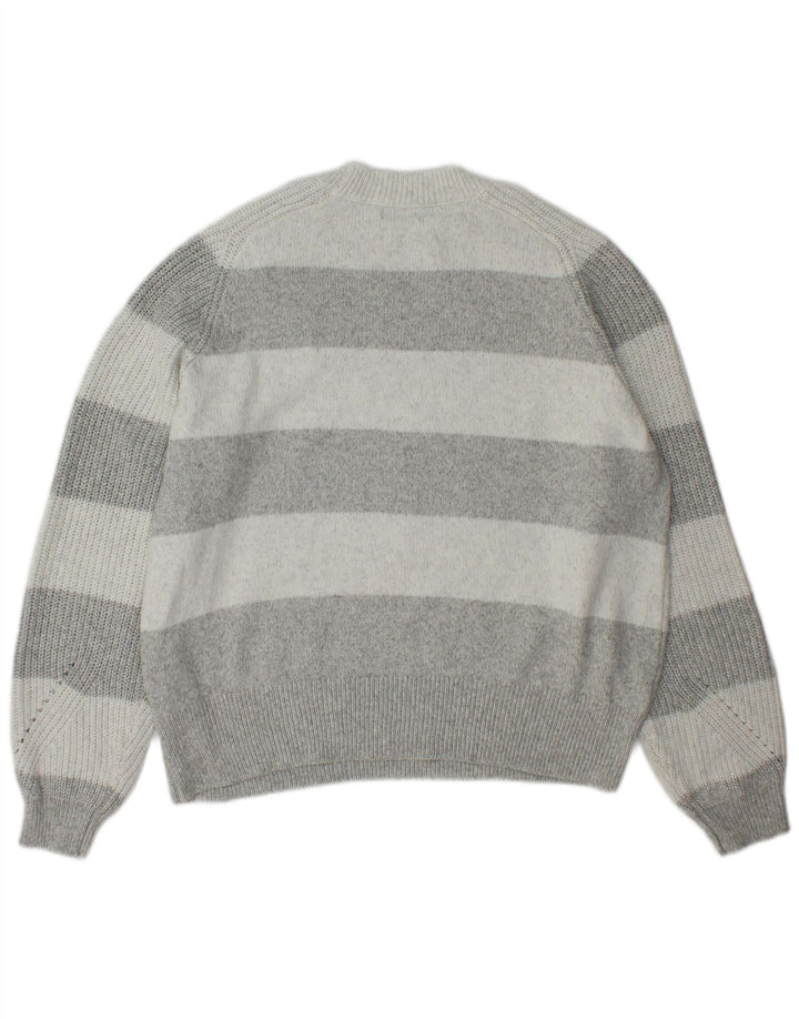 Marks & Spencer Womens Crew Neck Jumper Sweater UK 16 Large Grey Striped