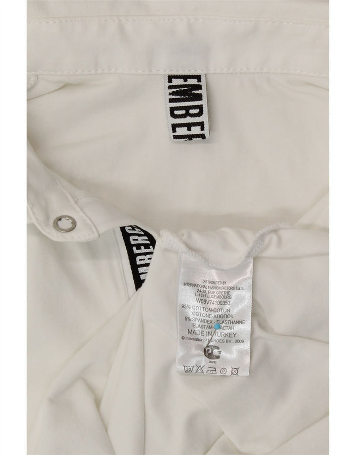 Bikkembergs Mens Graphic Polo Shirt Small White Cotton