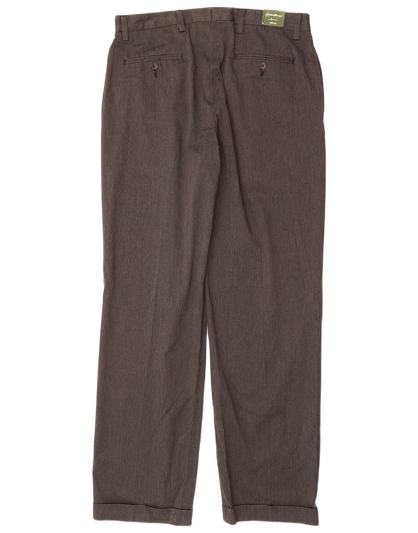 EDDIE BAUER Mens Classic Fit Pegged Chino Trousers W36 L36 Grey Cotton