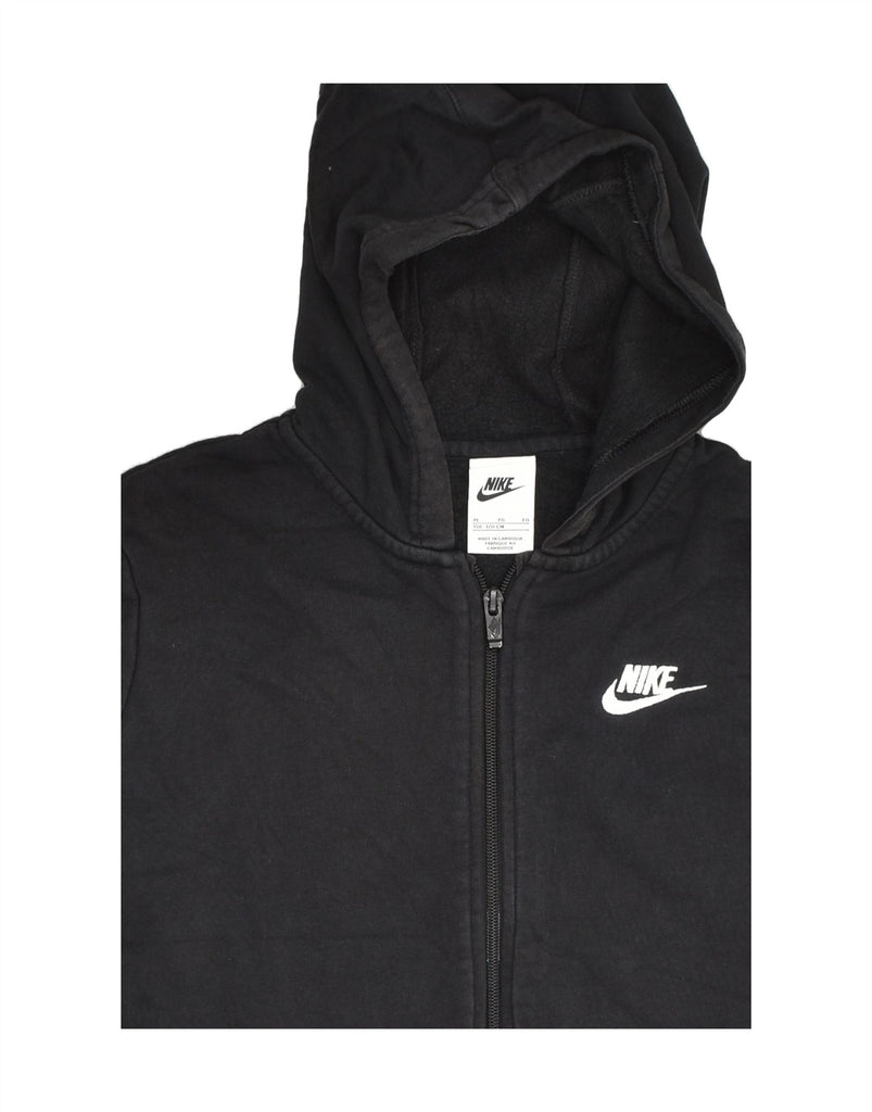 NIKE Boys Zip Hoodie Sweater 13-14 Years XL Black Cotton | Vintage Nike | Thrift | Second-Hand Nike | Used Clothing | Messina Hembry 