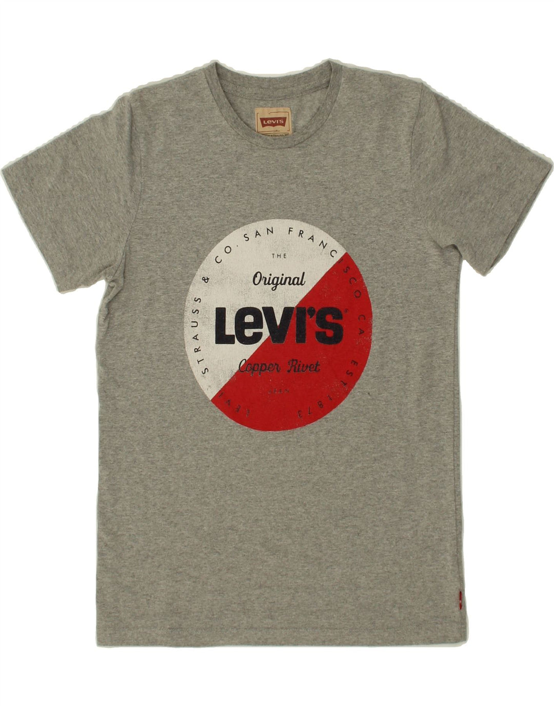 LEVI'S Boys Graphic T-Shirt Top 13-14 Years Grey Cotton Vintage Levi's and Second-Hand Levi's from Messina Hembry 