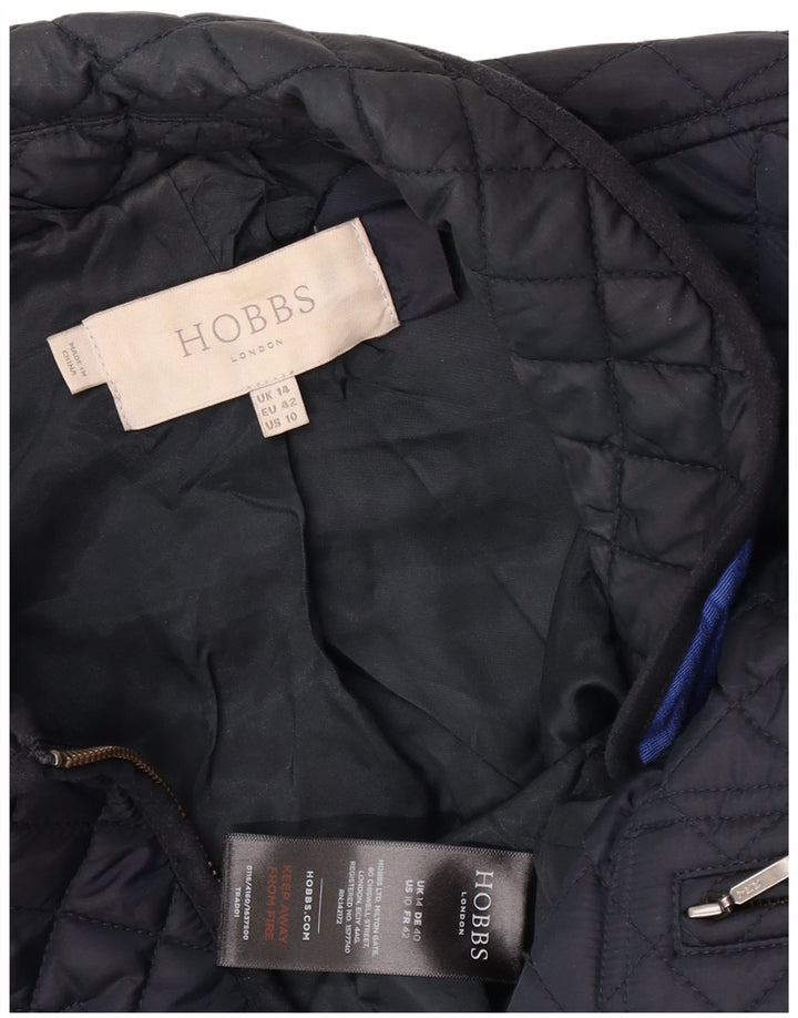 Hobbs Womens Quilted Jacket UK 14 Large Navy Blue Polyamide