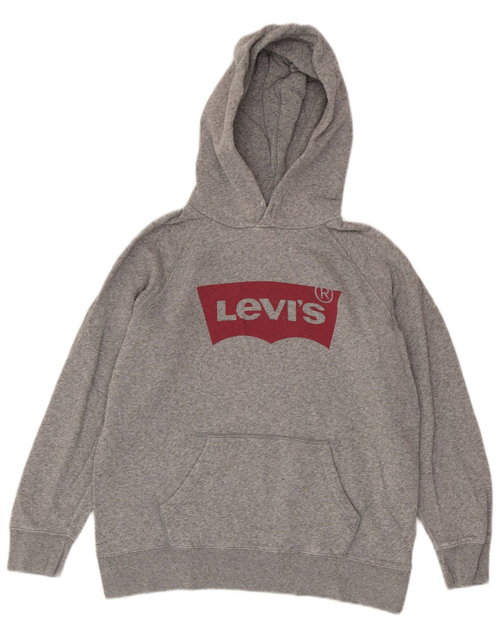 Levi's Womens Graphic Oversized Hoodie Jumper UK 10 Small Grey Flecked