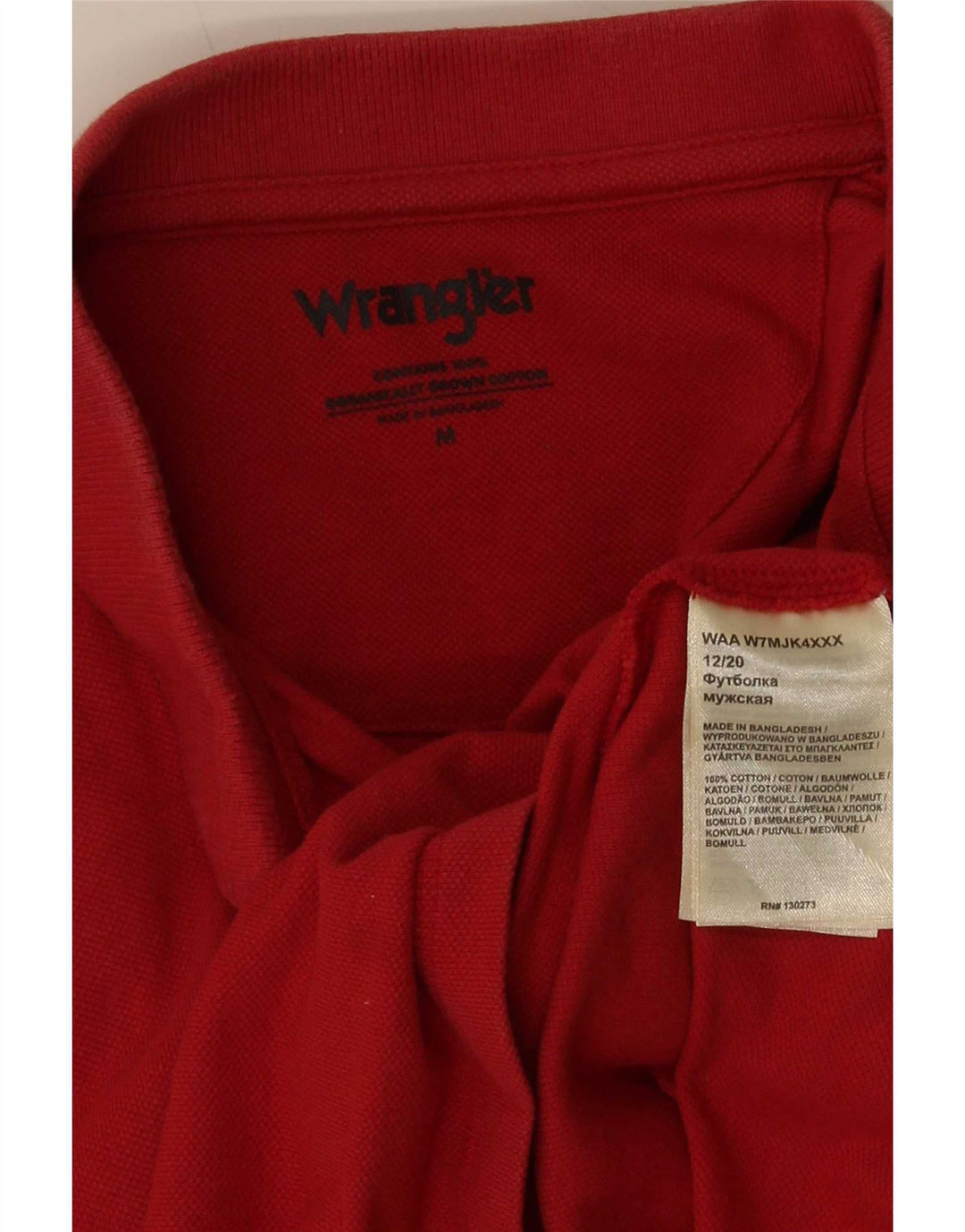 Wrangler Mens Polo Shirt Medium Red Cotton