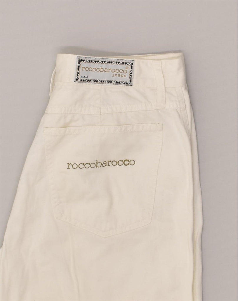 ROCCOBAROCCO Womens Tapered Casual Trousers IT 47 Large W32 L28 White | Vintage Roccobarocco | Thrift | Second-Hand Roccobarocco | Used Clothing | Messina Hembry 